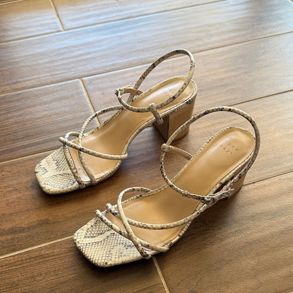 a new day Beige Snake Print Heels